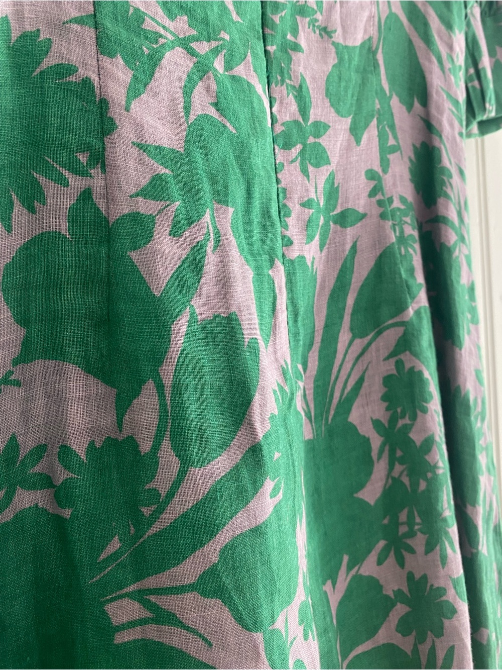ALEXIS pilou printed green bontanical mini linen dress - Picture 11 of 11